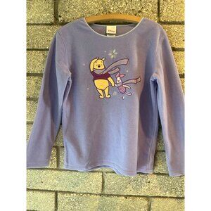 Disney Store Winnie The Pooh & Piglet Purple Fleece Pullover Top S Snowflake Win